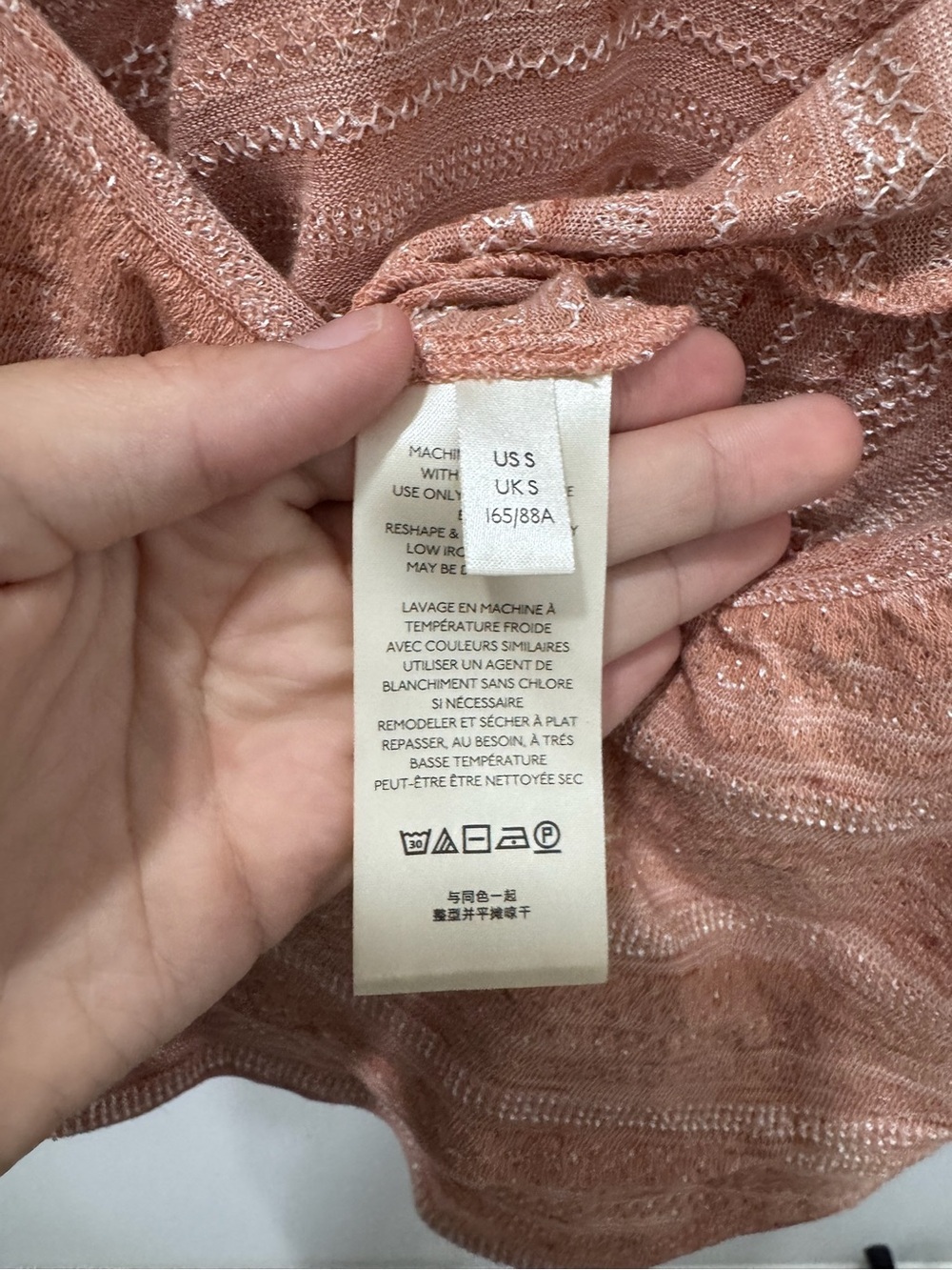 Free People Heirloom Ruffle Top Blush Pink Textured Knit Flutter Sleeve Size S - Picture 9 of 12
